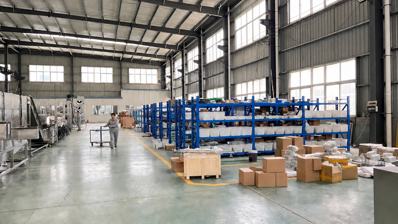 Equipment prepared in wooden cases for shipment