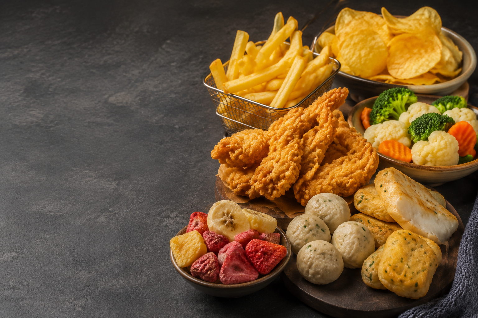Multiple processed foods and corresponding machinery applications