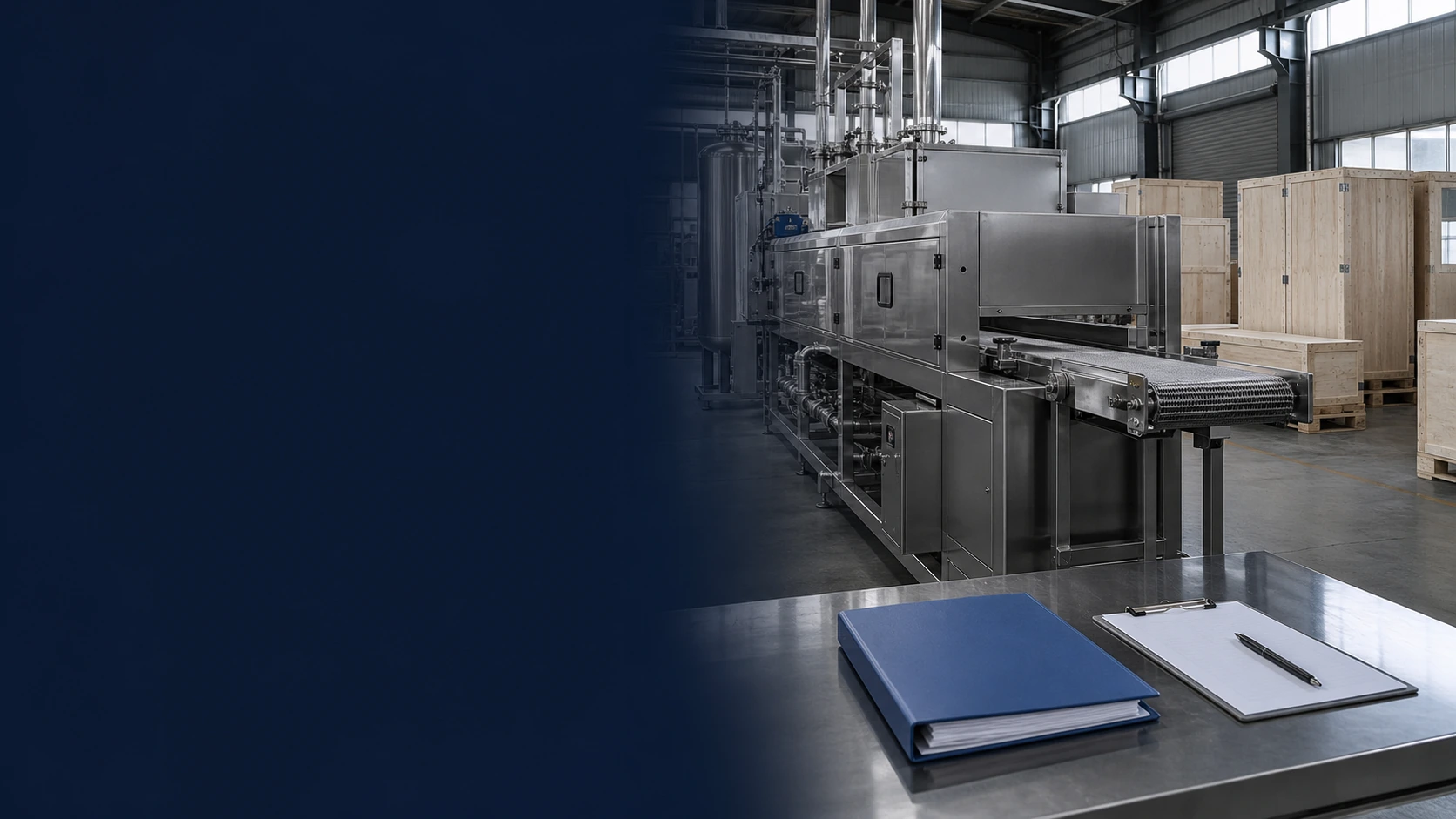 Final inspection and packing preparation for food processing equipment