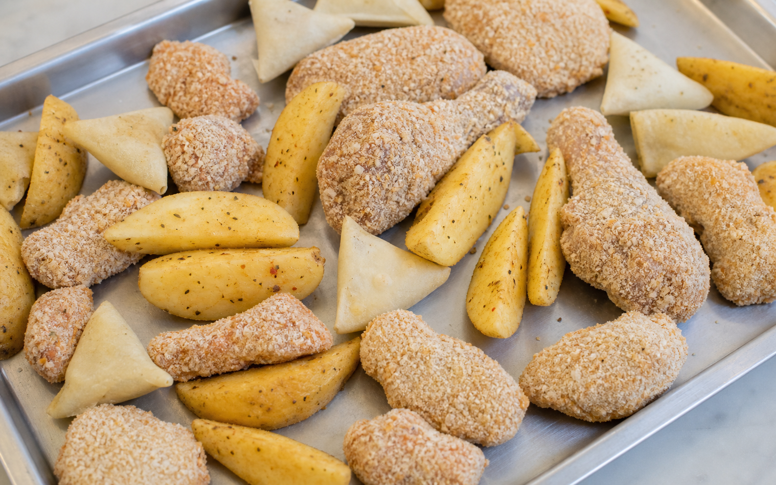 Different food materials prepared for frying