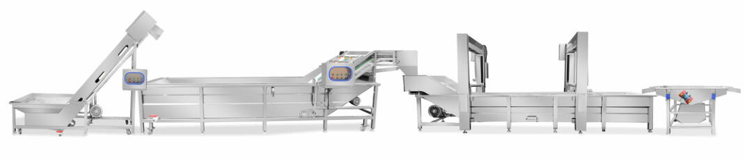 Washing, blanching and cooling processing line